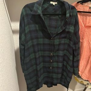 Oversized plaid button down